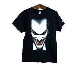 Vintage Y2K The Joker T Shirt Mens Black Batman DC Full Print Graphic Size M